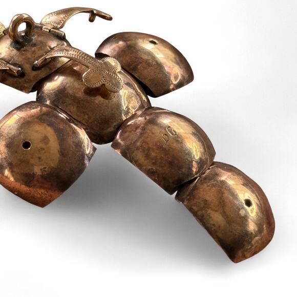 Antique Masonic Orb Folding Pendant Charm 9K Gold & Sterling Silver Vintage Rare - Picture 9 of 15